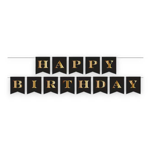 Picture of HAPPY BIRTHDAY BLACK & GOLD BANNER 2.5M